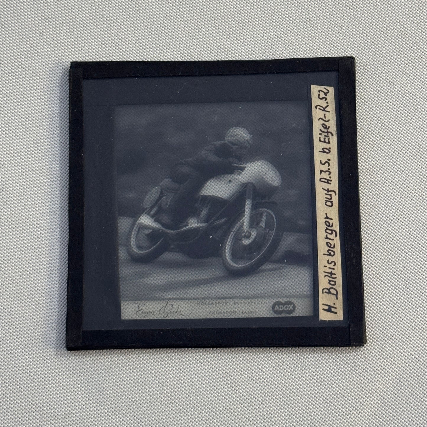 Antique Glass Plate Lantern Slide Motorcycle Racing Hans Baltisberger German Bik