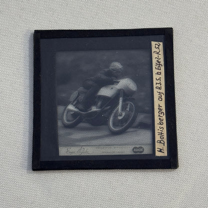 Antique Glass Plate Lantern Slide Motorcycle Racing Hans Baltisberger German Bik