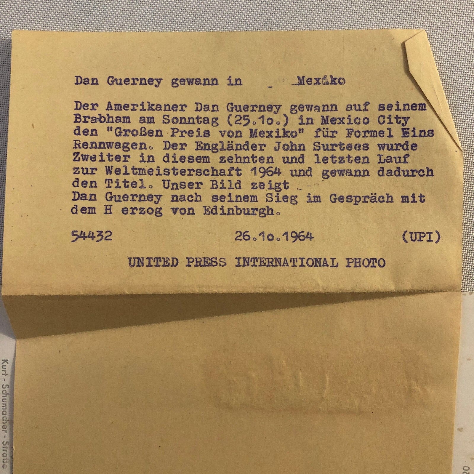 1964 Dan Gurney Mexican Grand Prix Racing Driver Press Photo Photograph 