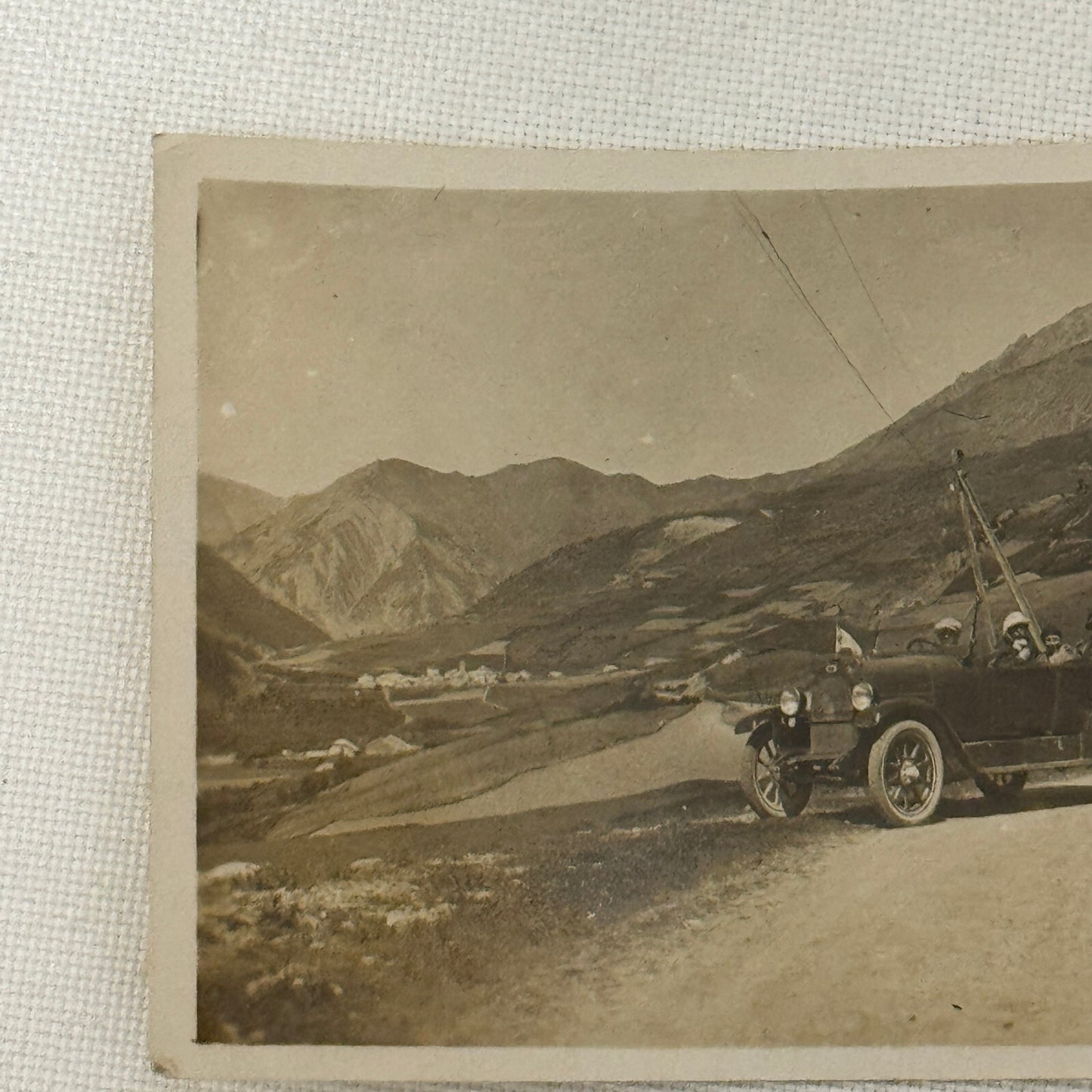 Vintage Photograph People with Antique Car Early Automobile