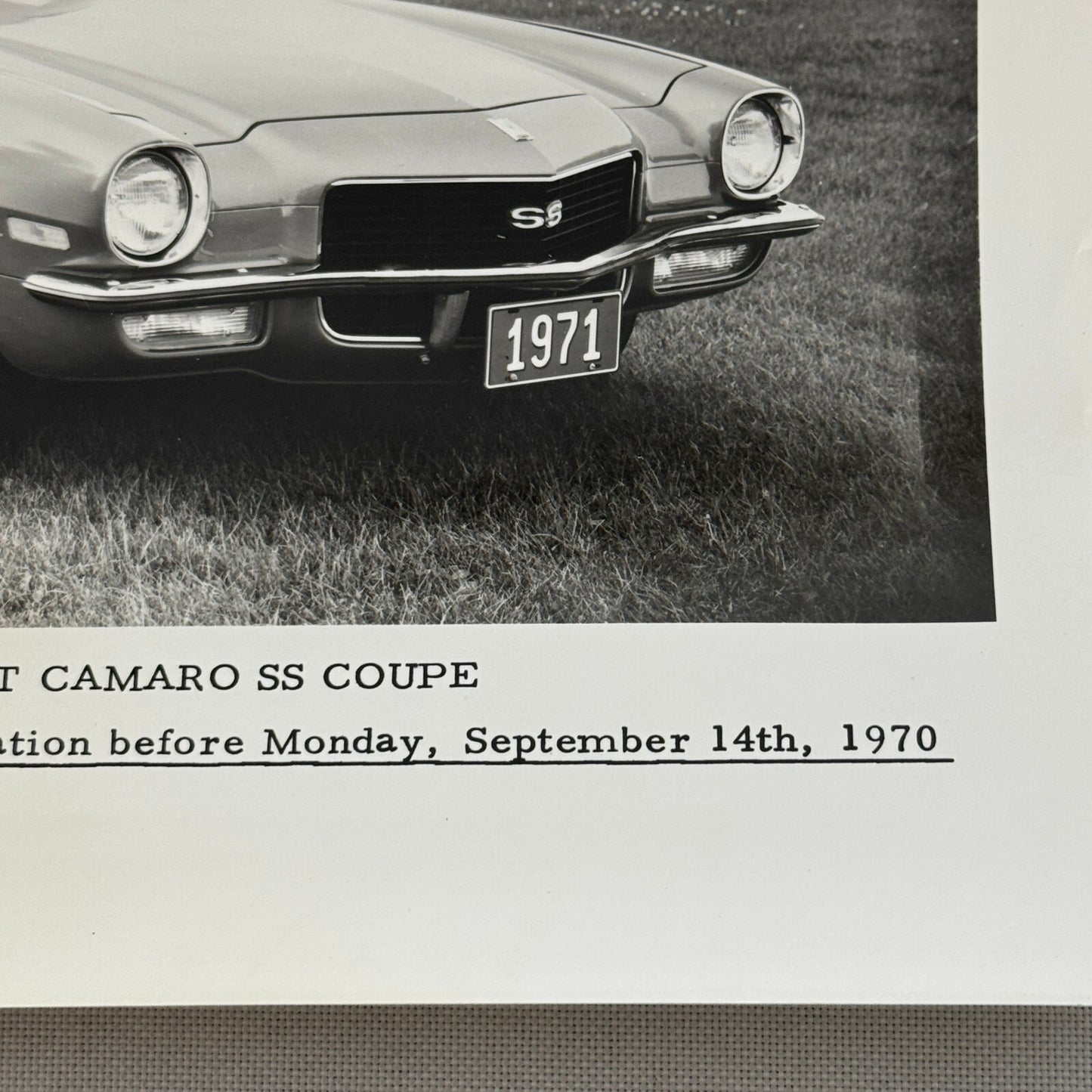 1971 Chevrolet Camaro SS Coupe Factory Press Photo Photograph Vintage RARE UK