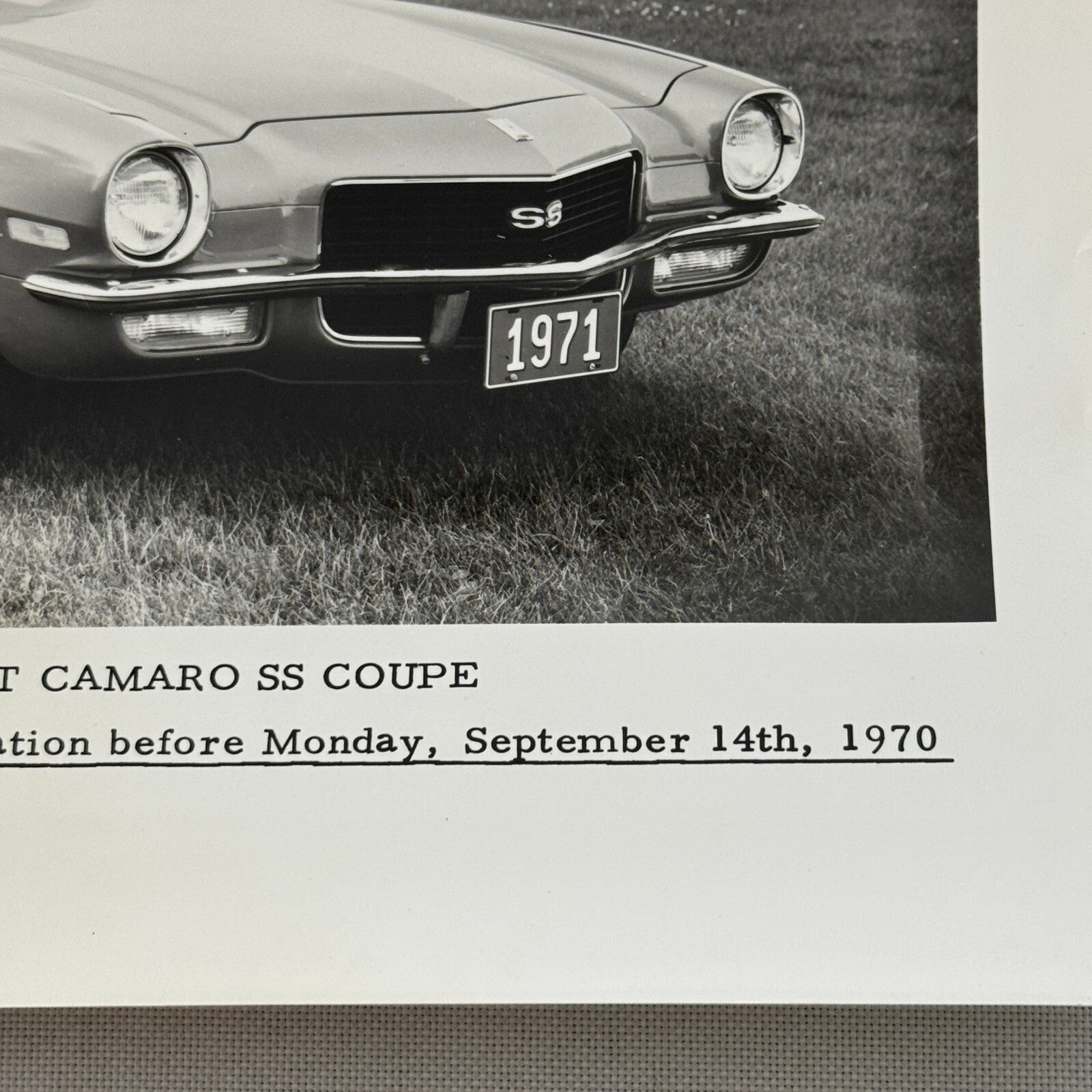 1971 Chevrolet Camaro SS Coupe Factory Press Photo Photograph Vintage RARE UK