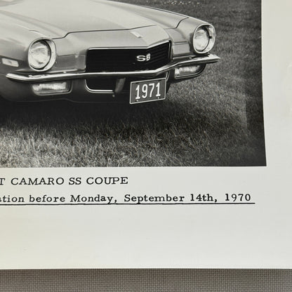 1971 Chevrolet Camaro SS Coupe Factory Press Photo Photograph Vintage RARE UK