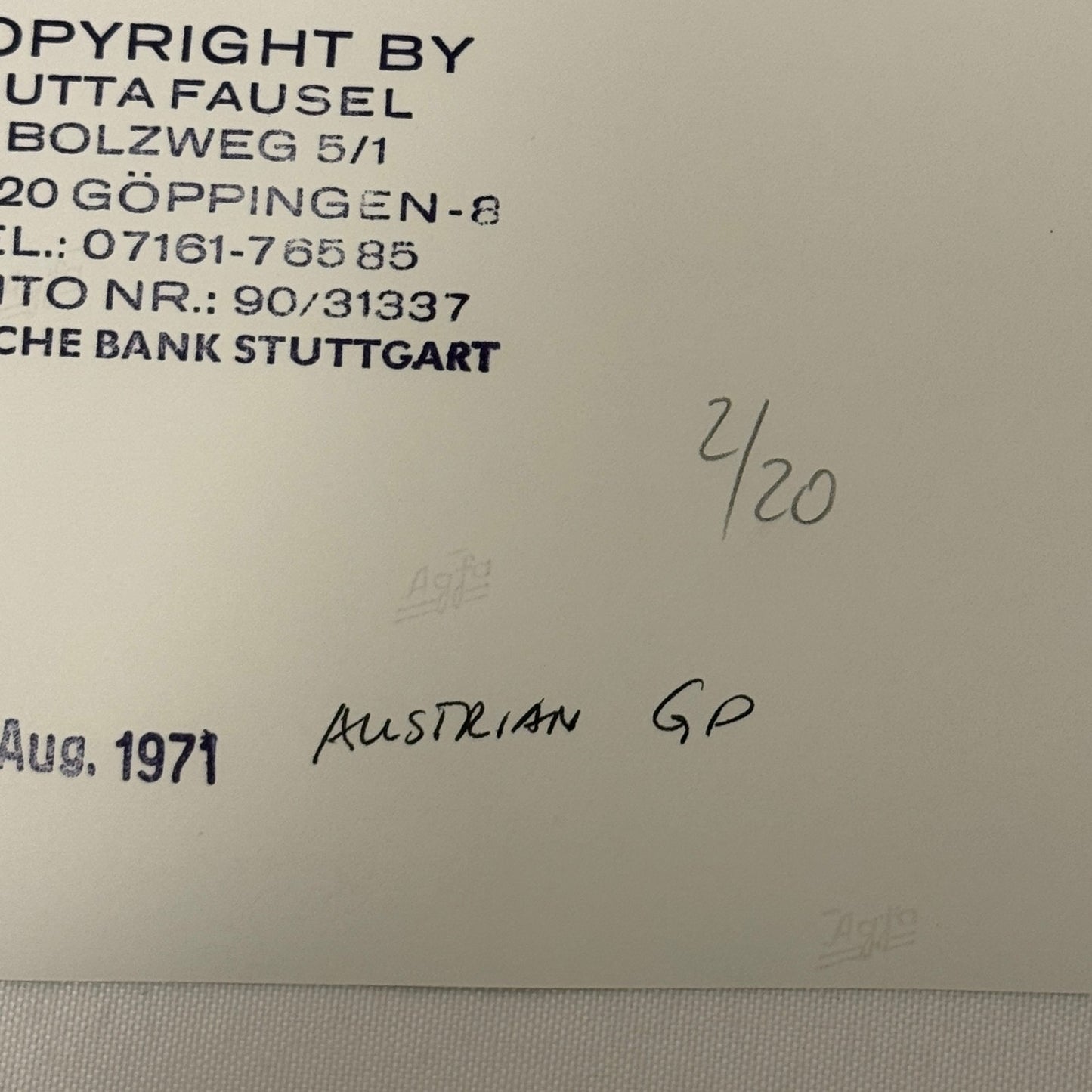 Vintage Racing Photo 1971 Austrian Grand Prix Reine Wisell Peter Warr