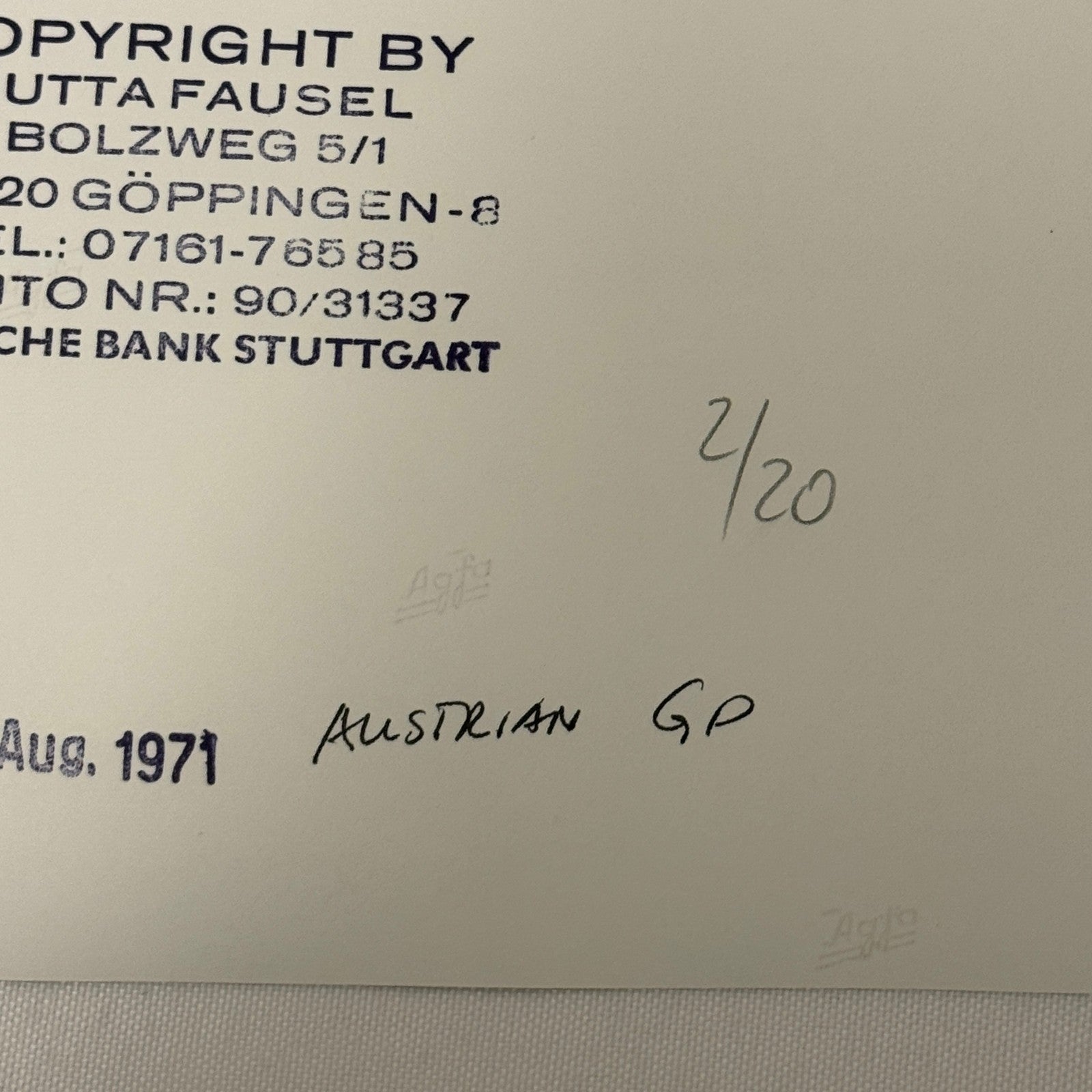 Vintage Racing Photo 1971 Austrian Grand Prix Reine Wisell Peter Warr