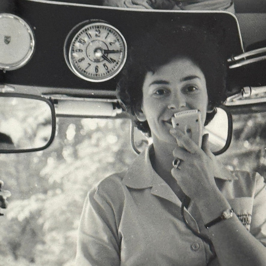 Vintage Photograph Woman on Tour Bus Photo Print Snapshot