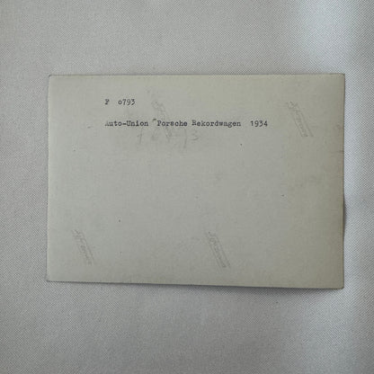 Vintage 1934 Auto Union Audi Porsche Racing Car Photo Photograph Print