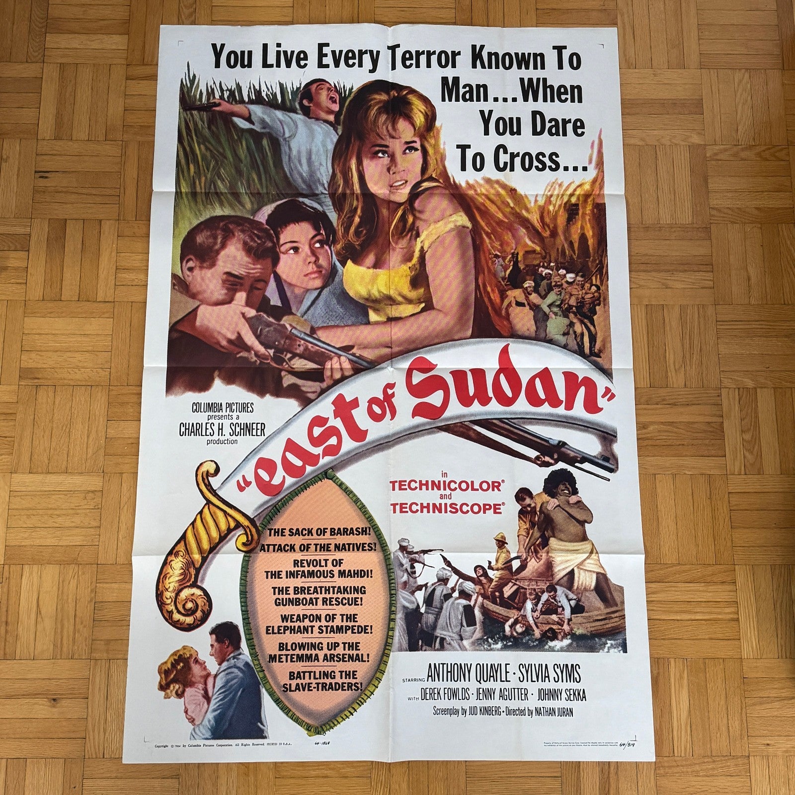 Vintage Movie Poster East of Sudan Film 1964 Anthony Quayle Silvia Syms