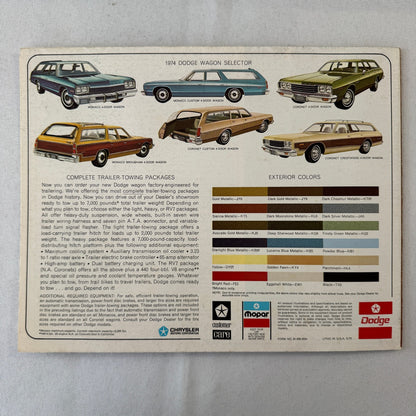 1974 Dodge Station Wagon Sales Brochure Monaco Coronet Custom Crestwood Brougham