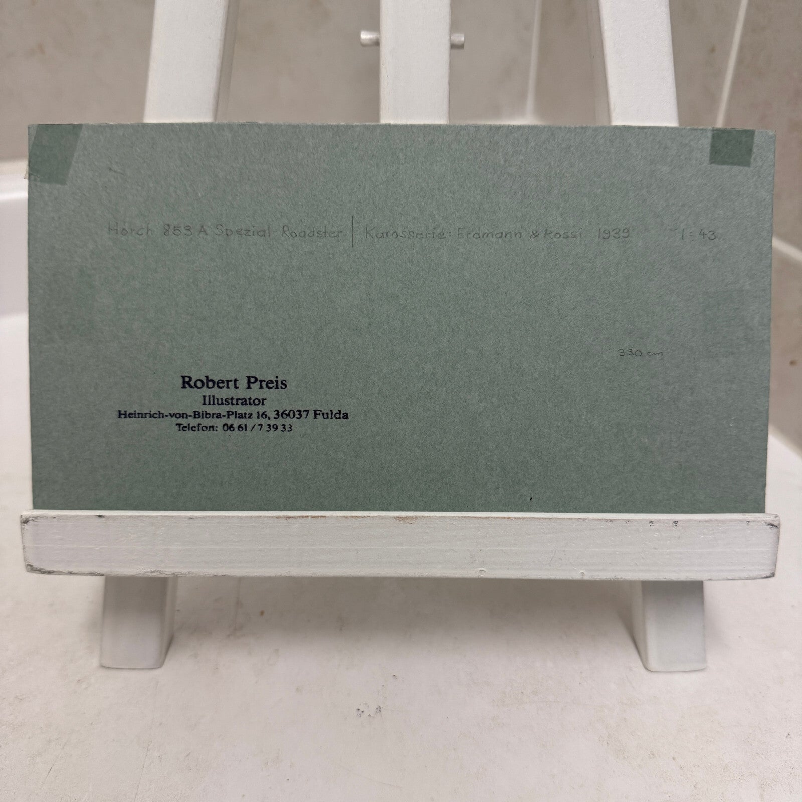 1939 Horch 853 A Special Roadster Illustration Art Drawing Vintage Miniature