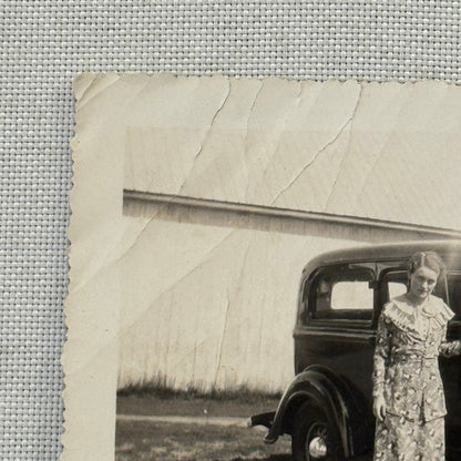 Vintage Car Automobile Snapshot Photo Photograph Woman with Car DS24 Quebec
