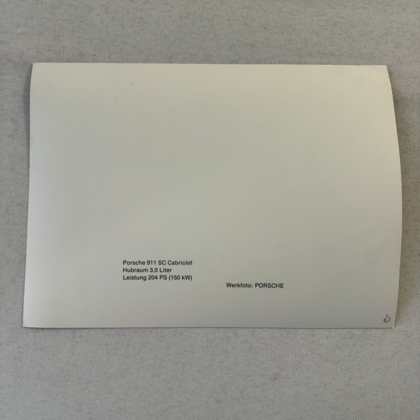 Vintage Porsche 911 SC Cabriolet Convertible Factory Werkfoto Press Photo