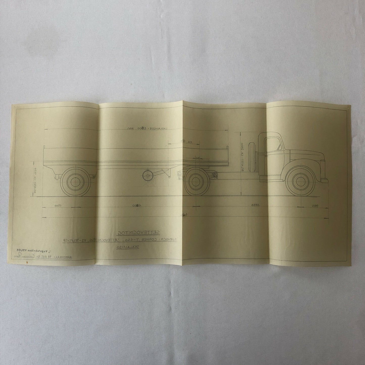 1954 Coachbuilder Truck Design Blueprint Rendering Blue Print Tractor Trailer