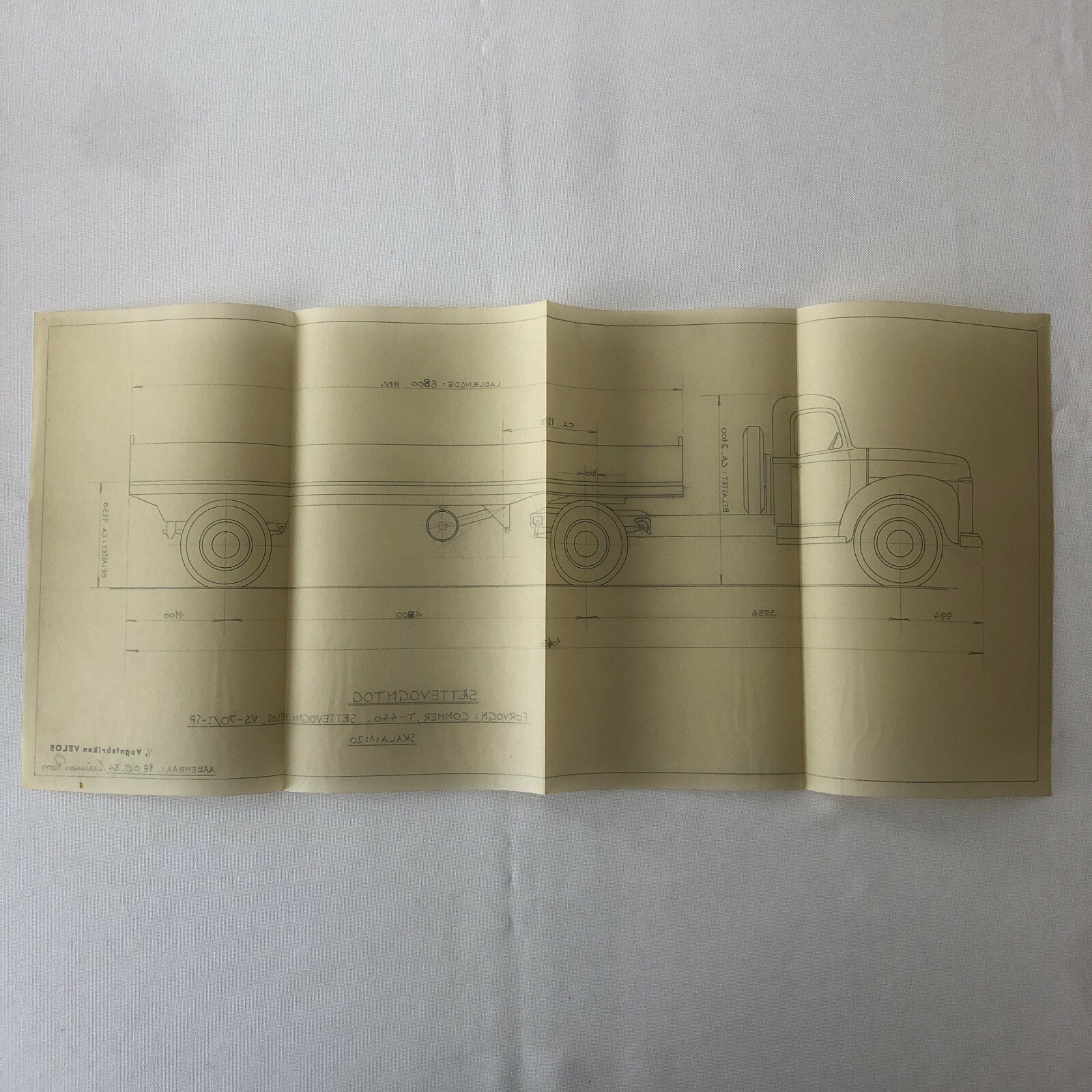 1954 Coachbuilder Truck Design Blueprint Rendering Blue Print Tractor Trailer