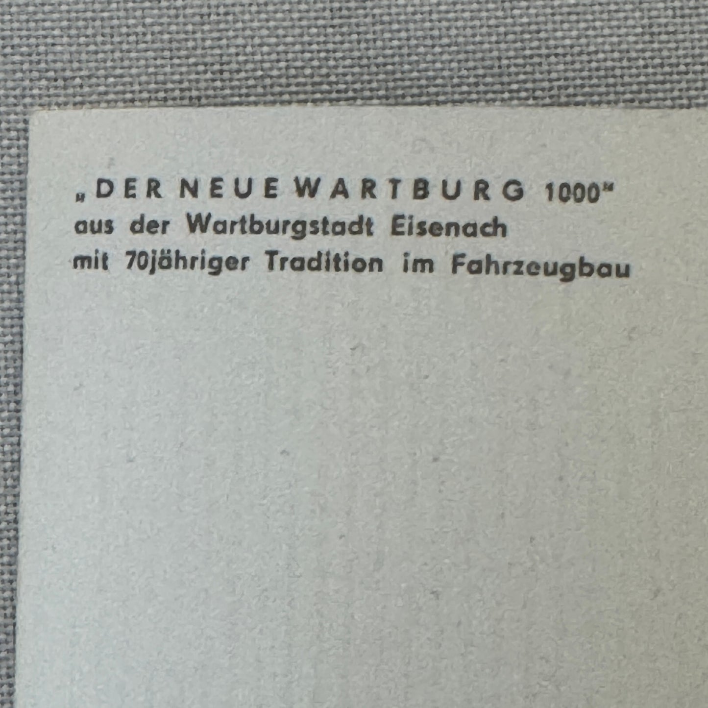 Wartburg 1000 Car Advertising Postcard Post Card Vintage