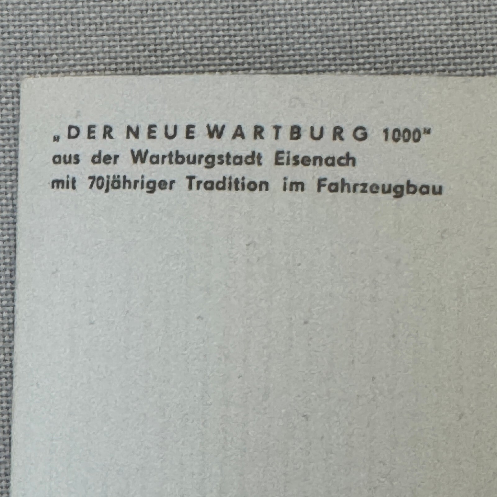 Wartburg 1000 Car Advertising Postcard Post Card Vintage