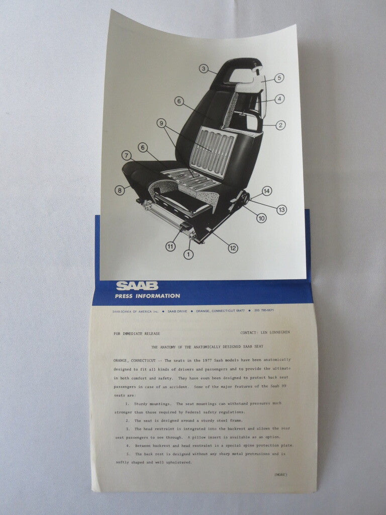 1977 Saab Press Kit Brochure w/ Photos 99 EMS 99 GLE 99 GL 2 4 5 Door 