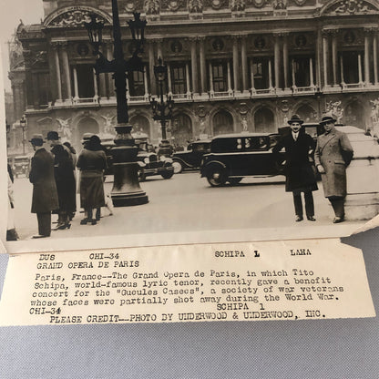 Press Photo Photograph Grand Opera de Paris Tito Schipa Concert Cars