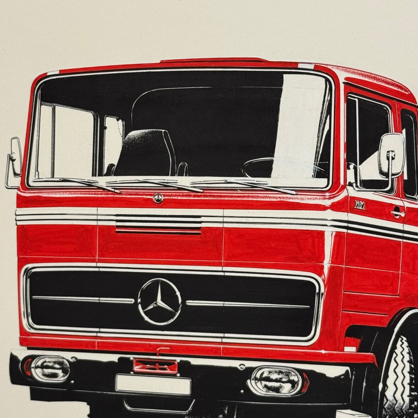 Mercedes Benz Truck Illustration Art Drawing Hand Drawn Robert Preis Vintage
