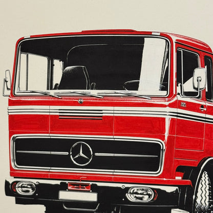 Mercedes Benz Truck Illustration Art Drawing Hand Drawn Robert Preis Vintage