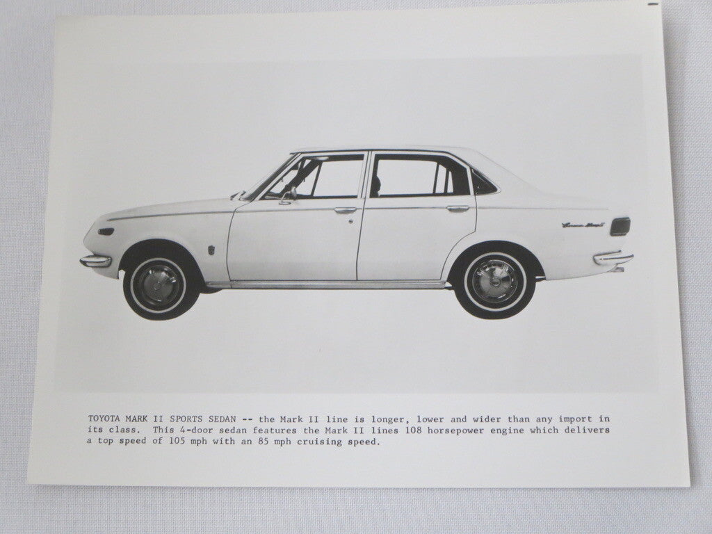 Vintage Toyota Mark II Sports Sedan Factory Press Photo Photograph Image 