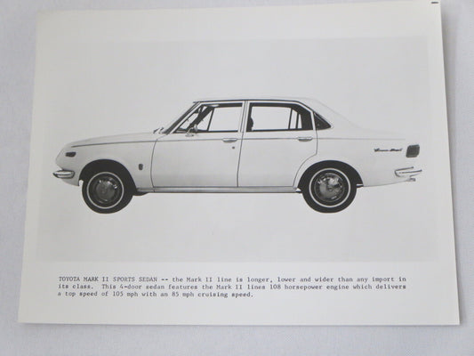 Vintage Toyota Mark II Sports Sedan Factory Press Photo Photograph Image 
