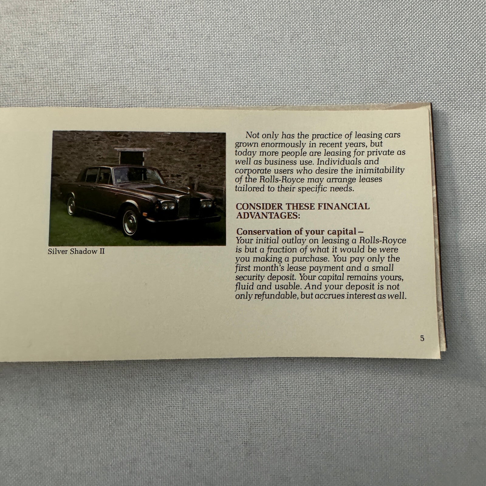 Rolls Royce Car Leasing Sales Brochure Catalog Corniche Camargue Silver Shadow