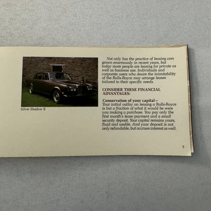 Rolls Royce Car Leasing Sales Brochure Catalog Corniche Camargue Silver Shadow