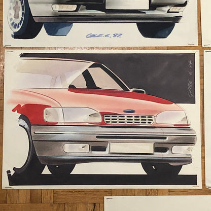 Car Styling Concept Illustration Art Drawing Sketch Lot 7x Ford Scorpio 1987