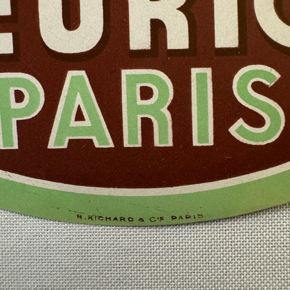 Vintage Hotel Travel Luggage Label Hotel Meurice Paris France French