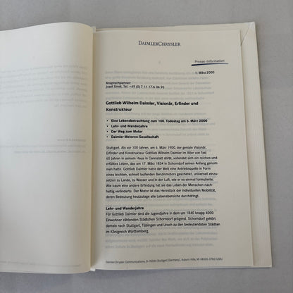 Mercedes Benz History Early Press Kit Gottlieb Daimler Photos GERMAN