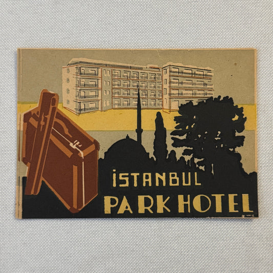 Vintage Hotel Travel Luggage Label Istanbul Park Hotel Turkey Turkiye