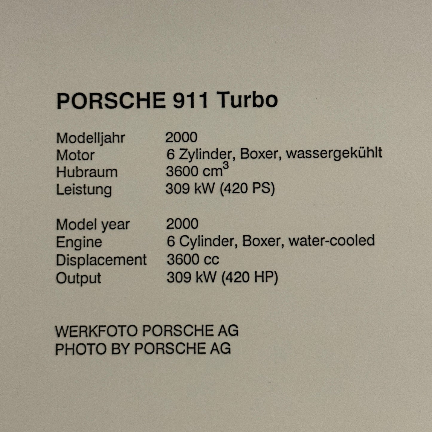 2000 Porsche 911 Turbo Factory Press Photo Photograph Werkfoto