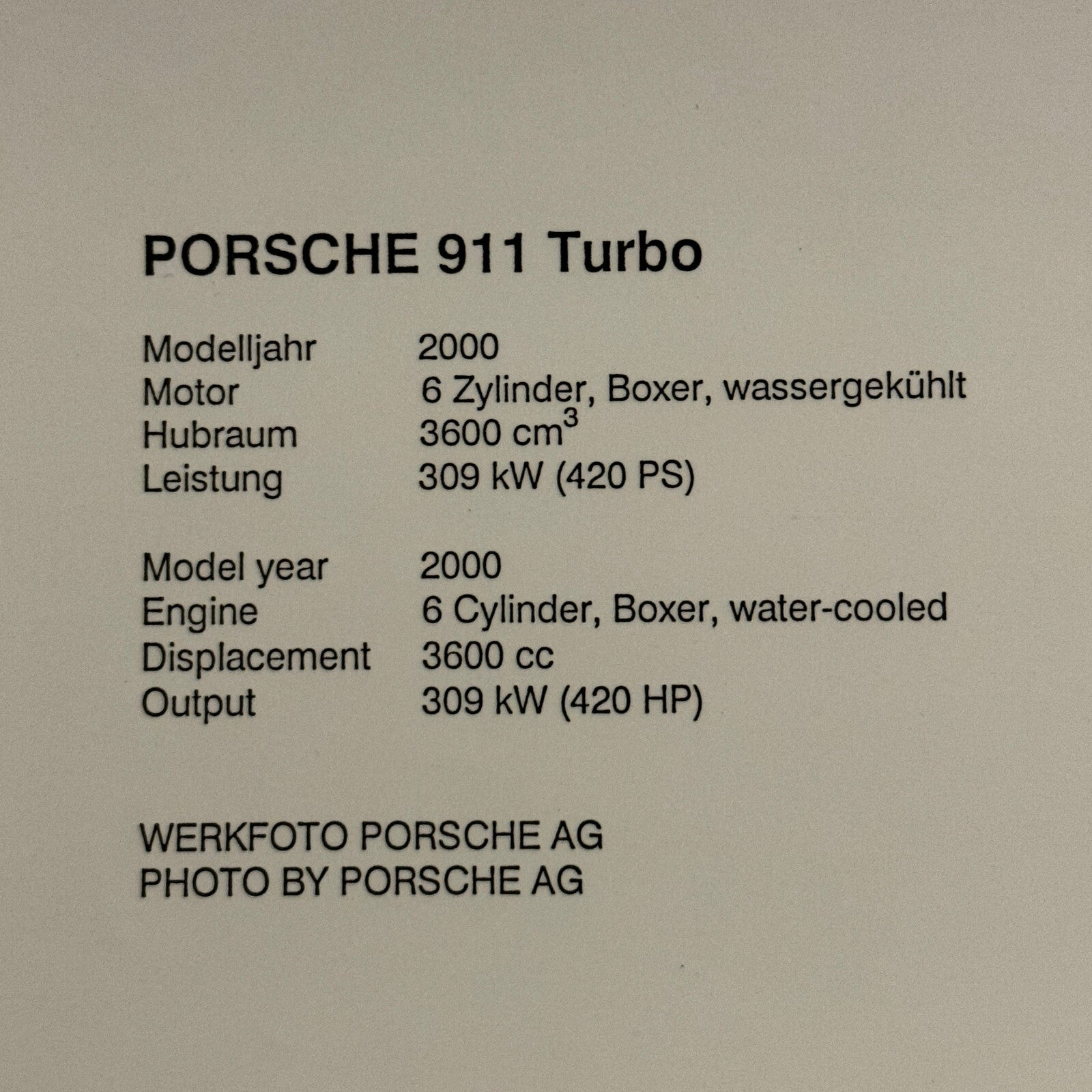 2000 Porsche 911 Turbo Factory Press Photo Photograph Werkfoto