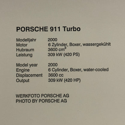2000 Porsche 911 Turbo Factory Press Photo Photograph Werkfoto