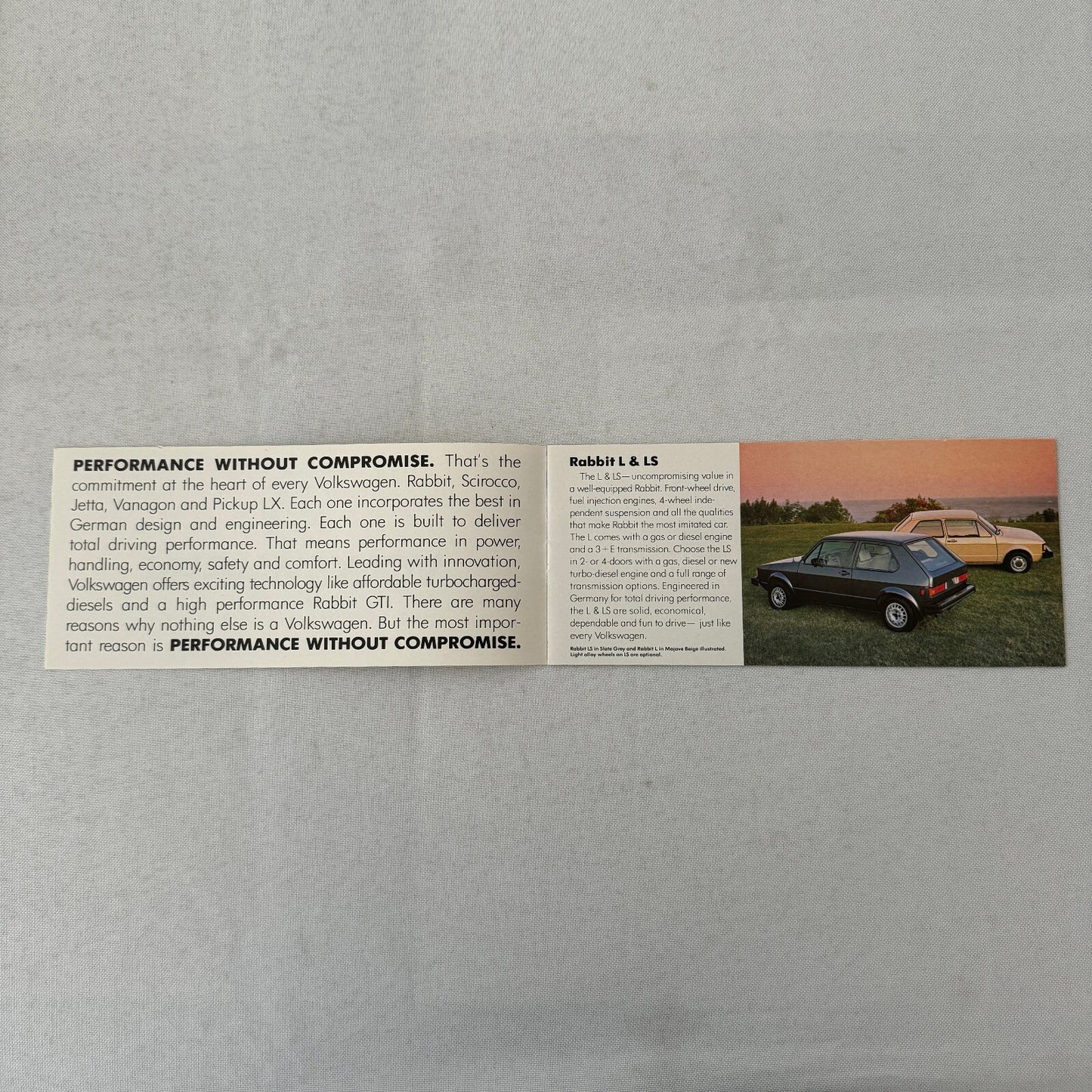Volkswagen Sales Brochure Catalog VW Rabbit Scirocco Vanagon Pickup 1982 1983
