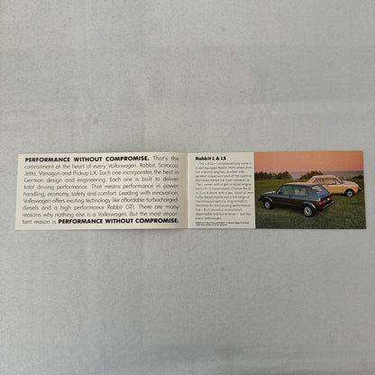 Volkswagen Sales Brochure Catalog VW Rabbit Scirocco Vanagon Pickup 1982 1983