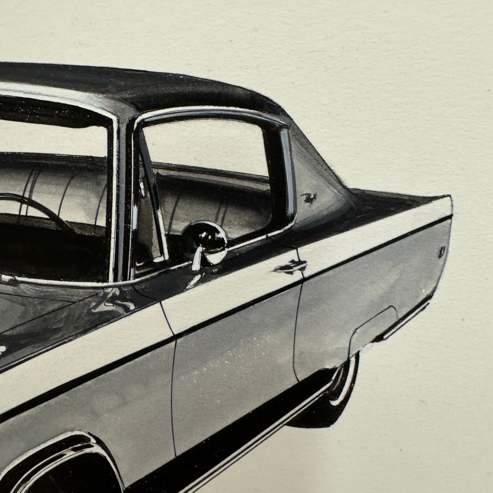 Vintage Chrysler Car Automobile Illustration Art Drawing Hand Drawn Robert Preis