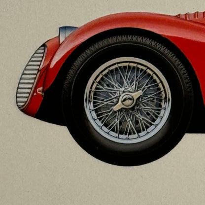 1952 Maserati A6 GCS 2000 Roadster Car Illustration Hand Drawn Art Vintage