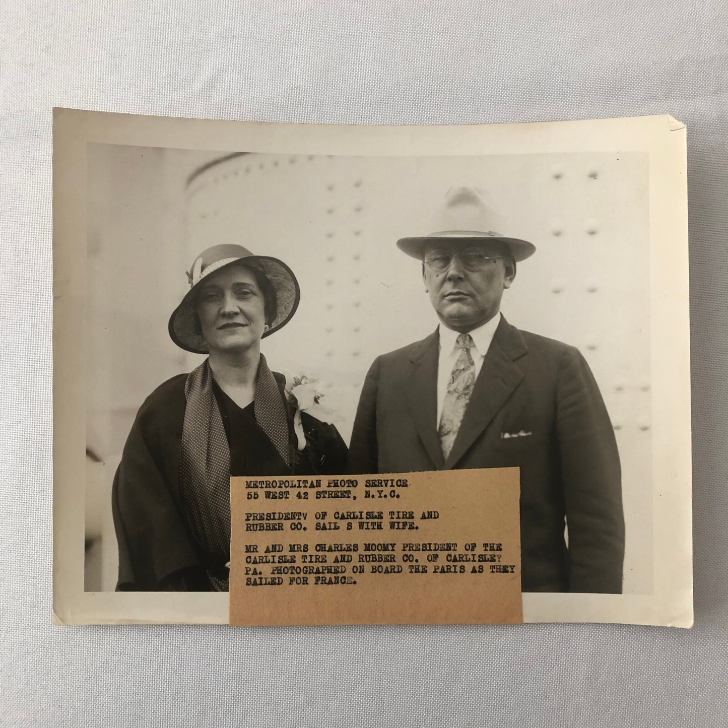 Press Photo Photograph Carlisle Tire and Rubber Company President SS Paris Ship