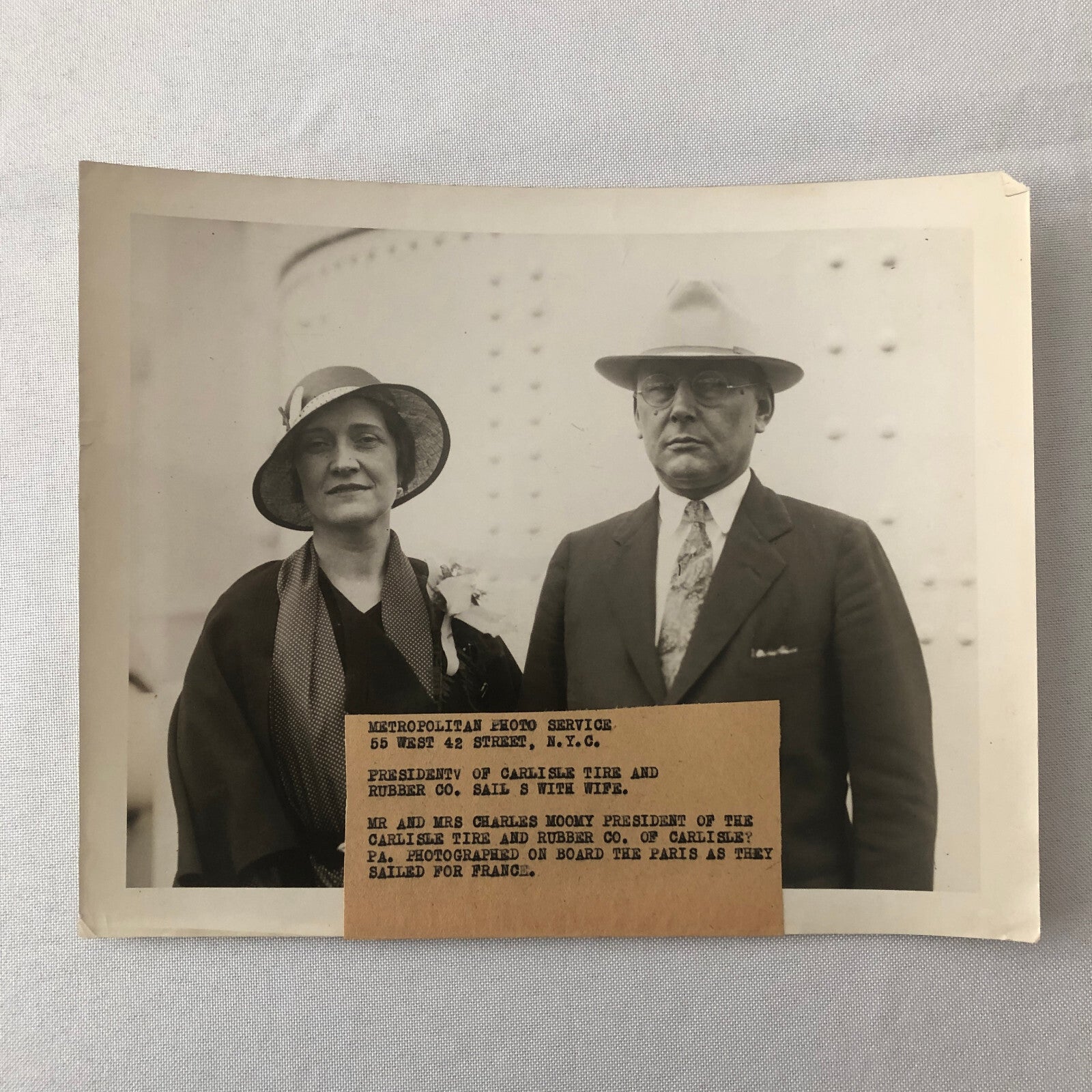 Press Photo Photograph Carlisle Tire and Rubber Company President SS Paris Ship