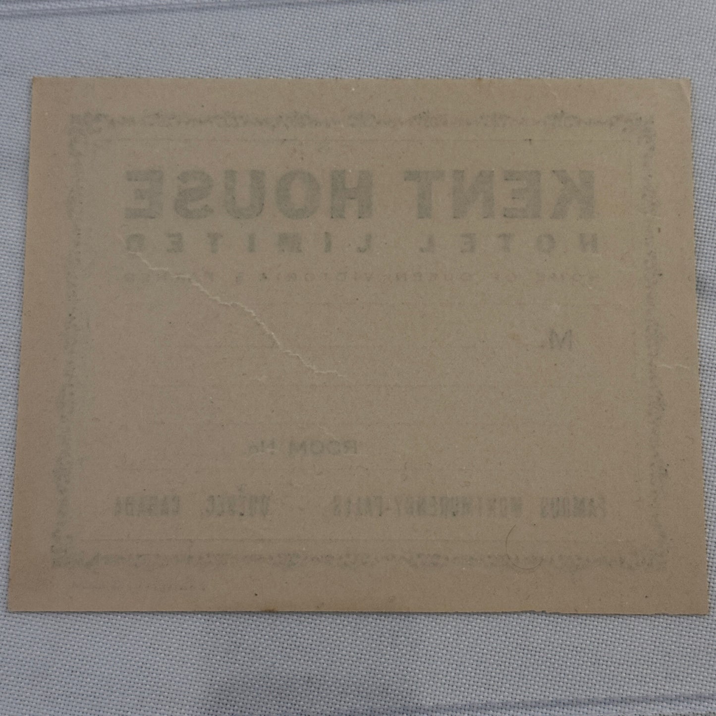 Vintage Hotel Travel Luggage Label Kent House Hotel Quebec Canada Montmorency