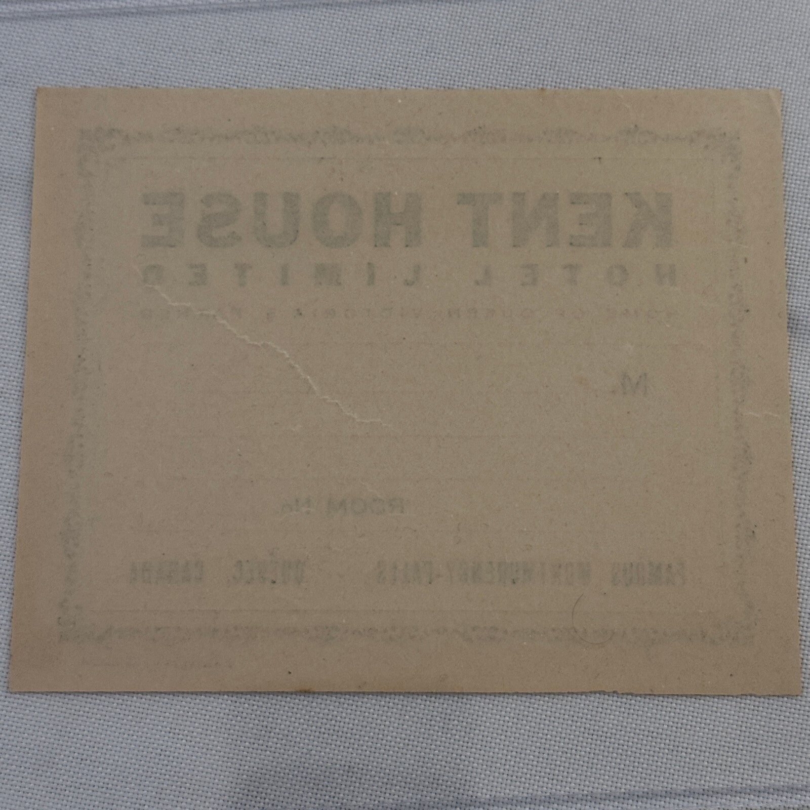 Vintage Hotel Travel Luggage Label Kent House Hotel Quebec Canada Montmorency