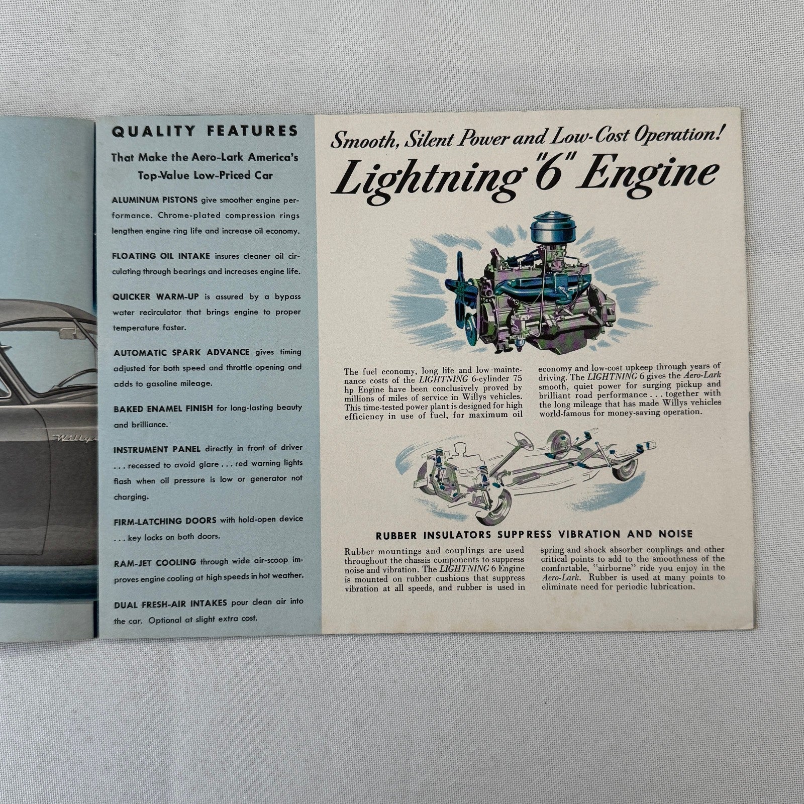 Willys Aero Lark Car Sales Brochure Catalog Vintage Advertising Willys Overland