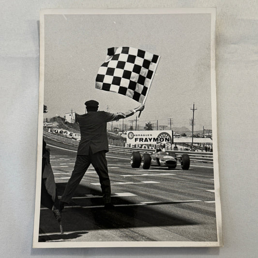 Vintage 1968 Racing Photo Graham Hill Spanish Grand Prix Win Press Photograph