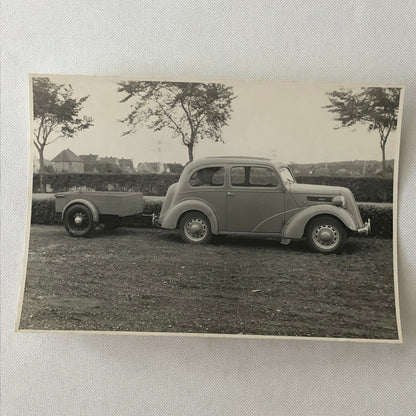 Vintage Ford Anglia Car with Trailer Photo Photograph Lot of 2 - Denmark ?