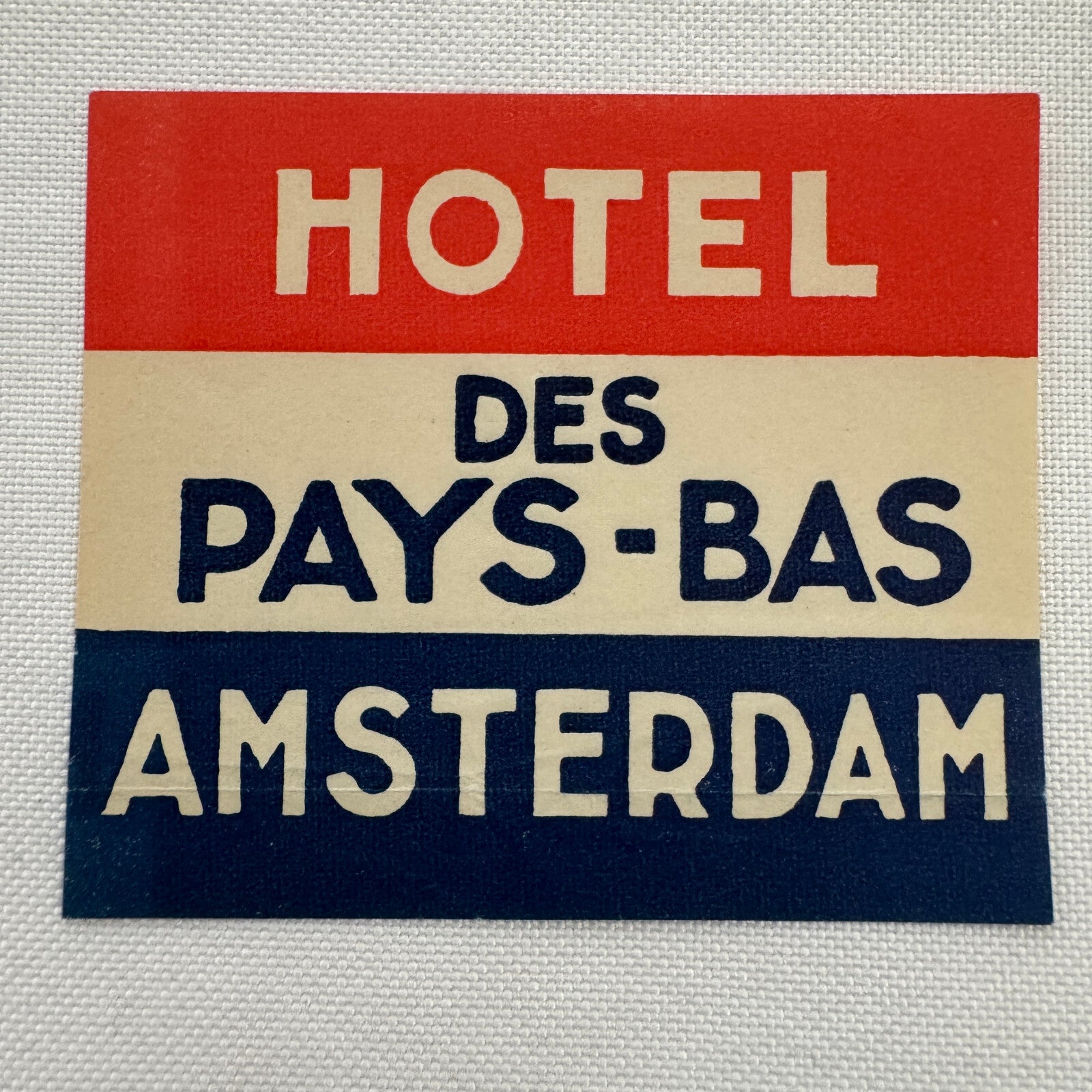 Vintage Travel Luggage Label Hotel Des Pays Bas Amsterdam
