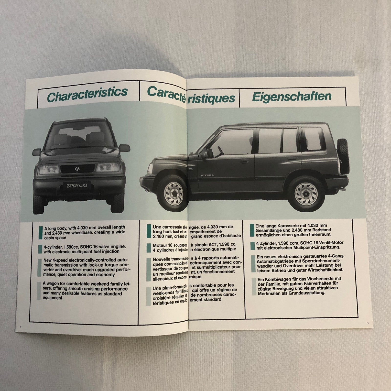 Suzuki Vitara 5-Door Wagon Press Kit Brochure Catalog 1991