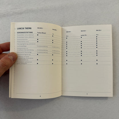 1990 Lancia Thema Technical Data Price List Brochure European German 8.32 Wagon