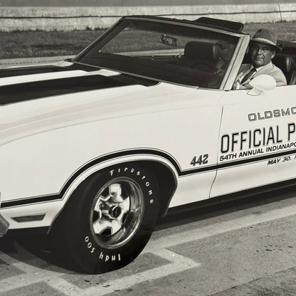 Vintage Indy 500 Racing Photo 1970 Oldsmobile Official Pace Car Photograph